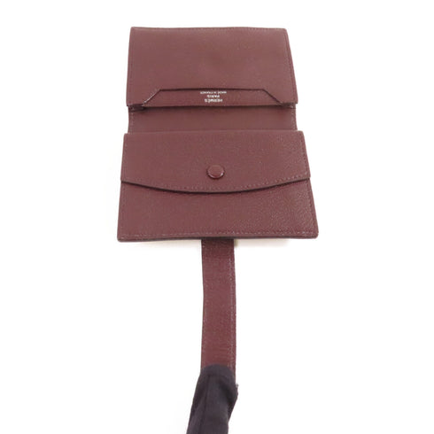 HERMES PHW Bearn Card Case Card Holder Cherve Leather Roughe Red