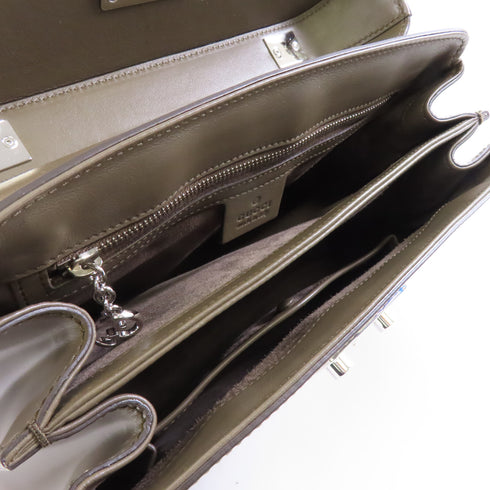 GUCCI GG SHW Handbag Calfskin Leather Grey