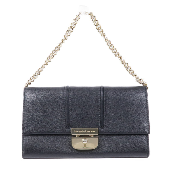 Kate Spade GHW Wallet On Chain Calfskin Leather Black