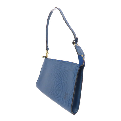 LOUIS VUITTON LV GHW Pochette Accessories Pouch M52945 Epi Leather Blue