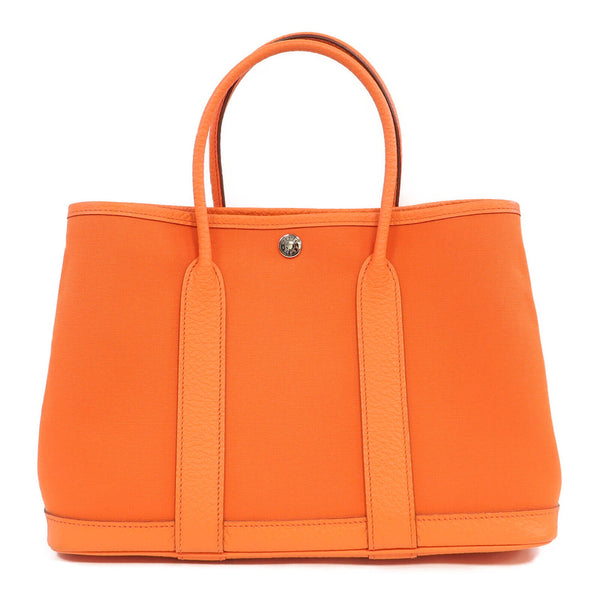 HERMES PHW Garden Party TPM Handbag/Tote Bag Canvas Orange