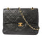 CHANEL Quilted CC GHW Chain Shoulder Bag Lambskin Leather Black v1