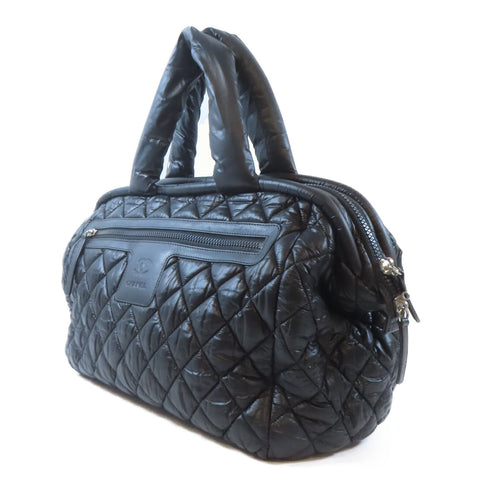 CHANEL Quilted CC SHW Coco Cocoon Shoulder Tote Bag Handbag Nylon Black