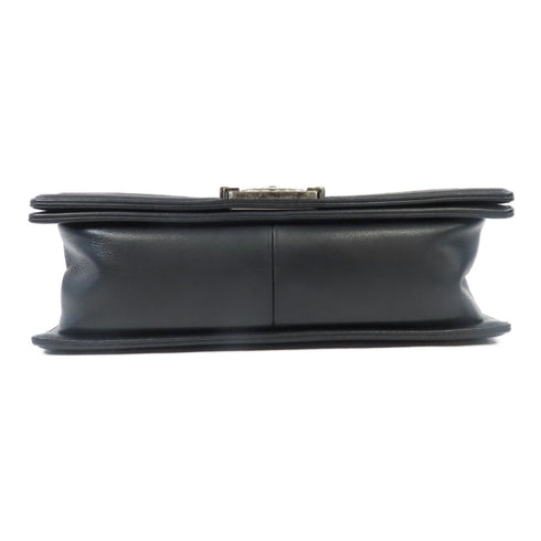 CHANEL Quilted CC SHW Chanel Boy 25CM Shoulder Handbag Calfskin Leather Black