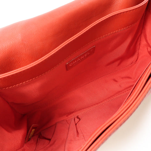 CHANEL CC Chain Shoulder Bag Calfskin Leather Red