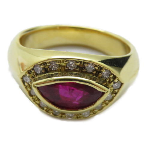 FINE JEWELRY 1.065ct Ruby 0.19ct Diamond Ring 18K Yellow Gold US#6.25