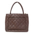 CHANEL Quilted CC GHW Vintage Hand Bag Calfskin Leather Brown