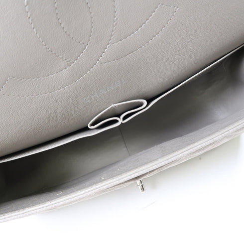 CHANEL Quilted CC SHW Classic Jumbo Chain Shoulder Bag Calfskin Leather Grey