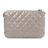 CHANEL CC Chain Shoulder Bag Lambskin Leather Silver