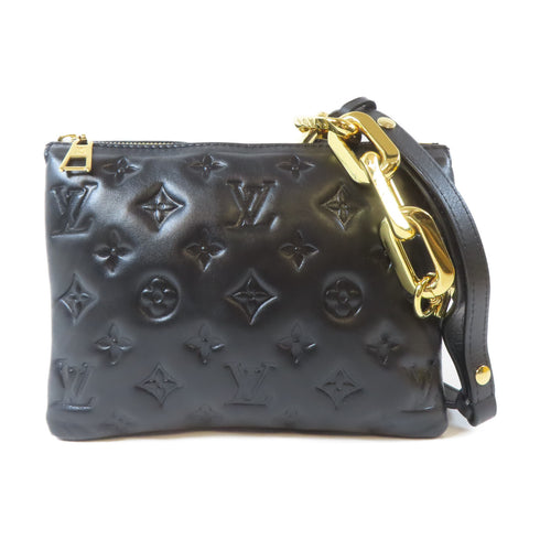 LOUIS VUITTON LV GHW Coussin BB 2Way Shoulder Bag M59598 Monogram Embossed Black
