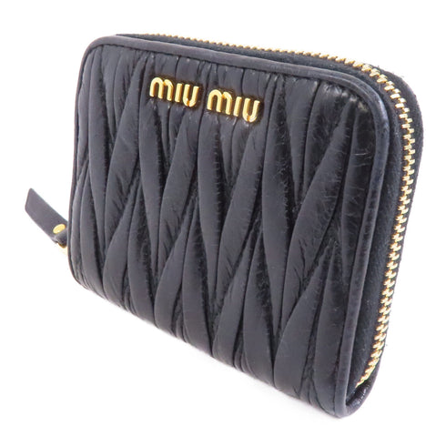 Miu Miu GHW Zipped Wallet Lambskin Leather Black