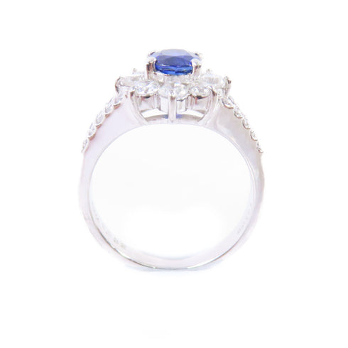 FINE JEWELRY 1.032ct Sapphire 0.91ct Diamond Ring US#6.25 PT900 Platinum