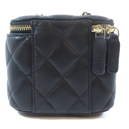 CHANEL Quilted CC GHW Vanity Case Chain Shoulder Bag Lambskin Leather Black