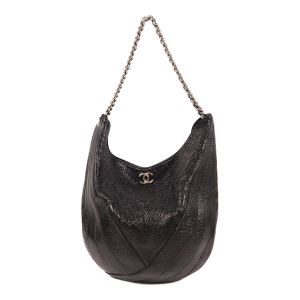 CHANEL CC SHW Chain Shoulder Bag Patent Leather Black v2