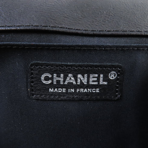 CHANEL Quilted SHW CC Le Boy 25 Chain Shoulder Bag Calfskin Leather A90423 Black