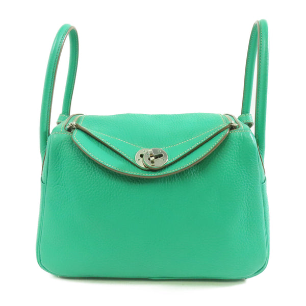 HERMES PHW Lindy 26 2way Shoulder Bag Taurillon Clemence Leather Green