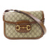 GUCCI GG GHW Horsebit 1955 2 Way Bag 602204 Coated Canvas Brown