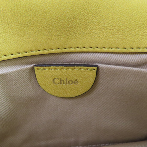 Chloe GHW Shoulder Bag Handbag Calfskin Leather Yellow Brown