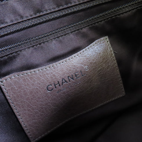 CHANEL CC SHW Shoulder Bag Calfskin Leather Brown