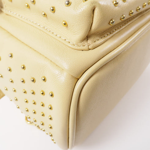 MCM GHW Backpack Rucksack Calfskin Leather Beige