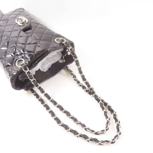 CHANEL CC SHW Upside Down Chain Shoulder Bag Patent Leather Black