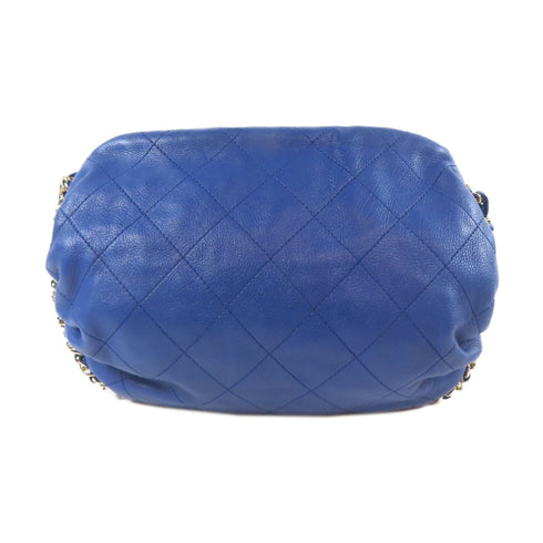 CHANEL Quilted CC GHW Chain Shoulder Bag Calfskin Leather Blue