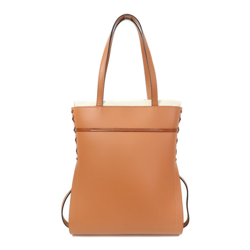 LOEWE Ikebana Shoulder Bag Calfskin Leather/Canvas Brown