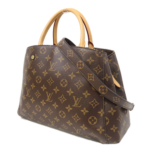 LOUIS VUITTON LV GHW Montaigne MM 2 Way Shoulder Bag M41056 Monogram Brown v3