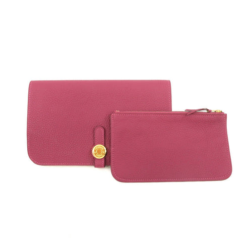 HERMES GHW Long Wallet Togo Leather Purple