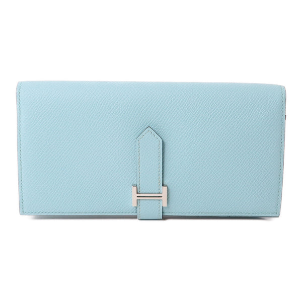 HERMES PHW Bearn Wallet Bleu Veau Epsom Leather Atoll Light Blue