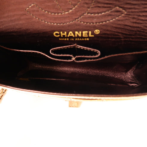 CHANEL CC 2.55 Mini Chain Shoulder Handbag Calfskin Leather Rose Gold