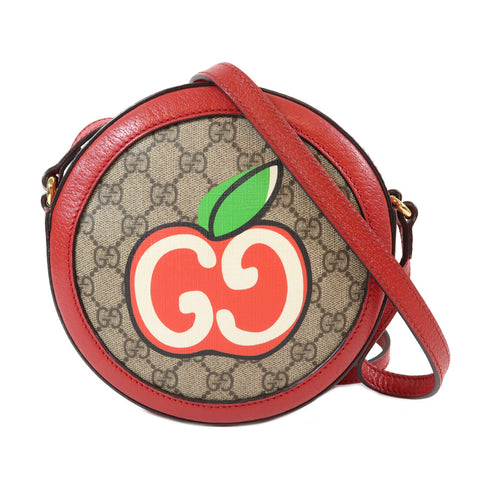 GUCCI GG GHW Shoulder Crossbody Bag 625216 PVC Coated Canvas Brown Red