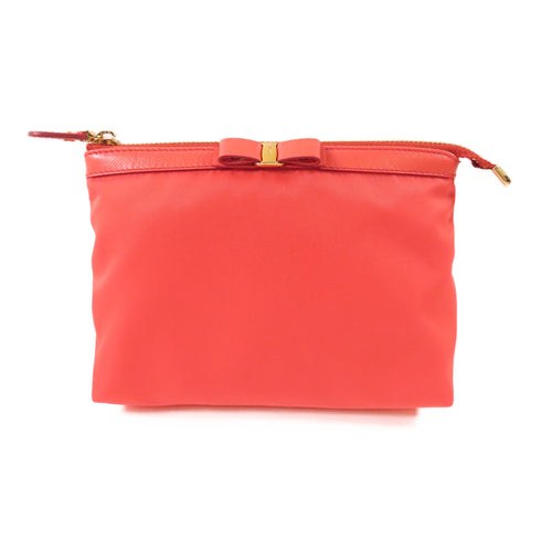 SALVATORE FERRAGAMO GHW Pouch Nylon Orange
