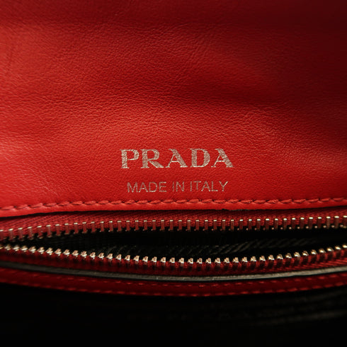 PRADA GHW Etiquette Bag Shoulder Bag Calfskin Leather 1BD123 Red