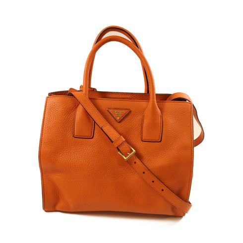 PRADA GHW 2 Way Shoulder Hand Bag Calfskin Leather BV2693 Orange
