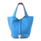 HERMES PHW Picotin MM Tote Bag Handbag Taurillon Clemence Leather Blue