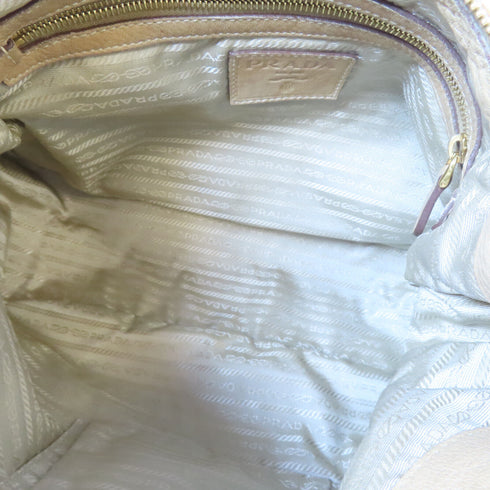 PRADA GHW Shoulder Handbag BR3575 Calfskin Leather Khaki