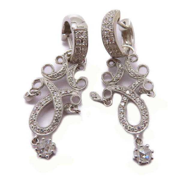 FINE JEWELRY 1.20ct 0.52ct Diamond Earrings 18K White Gold 8.0g