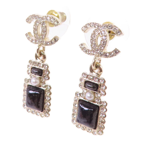 CHANEL CC GHW CC Earrings C21/K Metal Rhinestone PVC