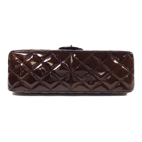 CHANEL CC SHW 2.55 Chain Shoulder Bag Patent Leather Brown