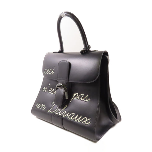 Delvaux L'Humour MM 2 Way Shoulder Bag Calfskin Leather Black