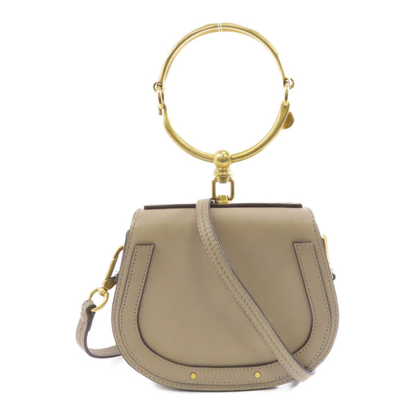 Chloe GHW Nile 2way Shoulder Bag Calfskin Leather Grey