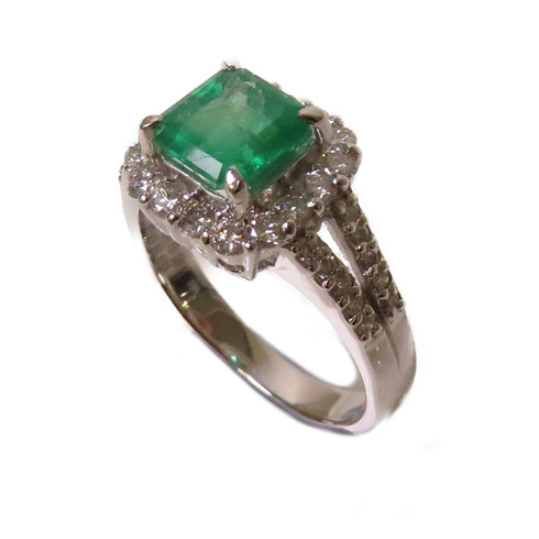 Fine Jewelry 1.363ct Emerald 0.60ct Diamond Ring US#6.5 PT900 Platinum