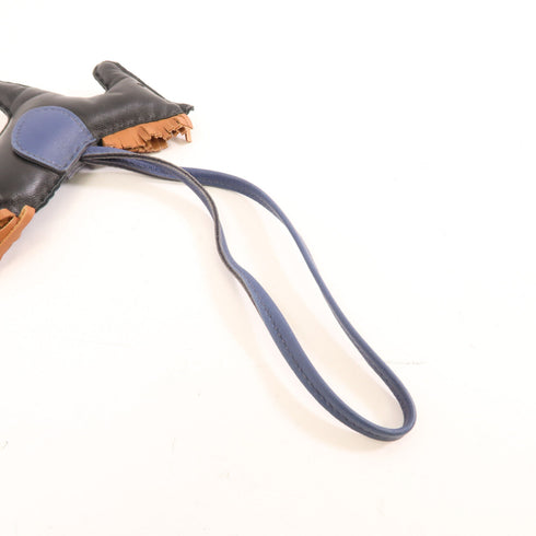 HERMES Rodeo MM Charm Milo Lambskin Leather Black Navy Brown