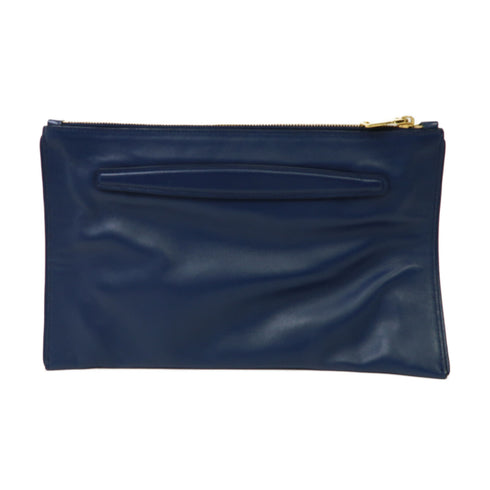 Miu Miu GHW Clutch Bag Pouch Calfskin Leather Blue