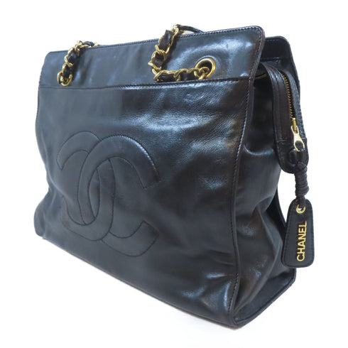 Chanel CC GHW Shoulder Bag Leather Black