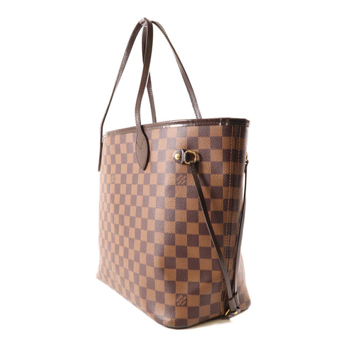 LOUIS VUITTON LV GHW Neverfull MM Shoulder Tote Bag N40599 Damier Ebene Brown