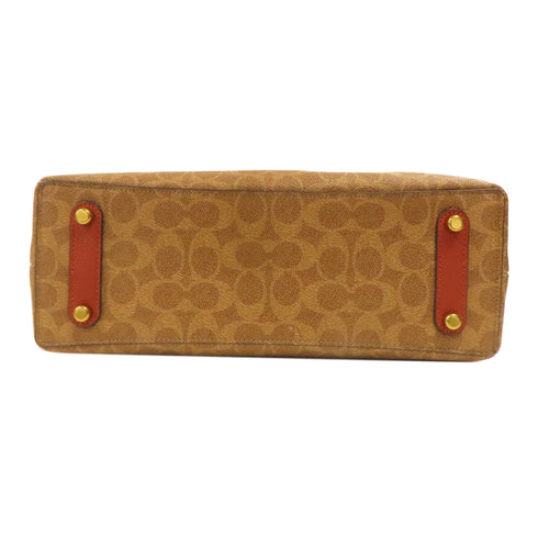 COACH GHW 2 Way Shoulder Bag Handbag Coated Canvas Brown v1