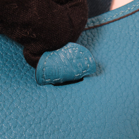 HERMES PHW Evelyne TPM Shoulder Bag Taurillon Clemence Leather Turquoise/Blue