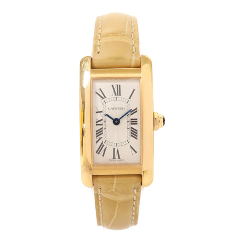 CARTIER Tank American Quartz Watch W2607456 18K Yellow Gold White